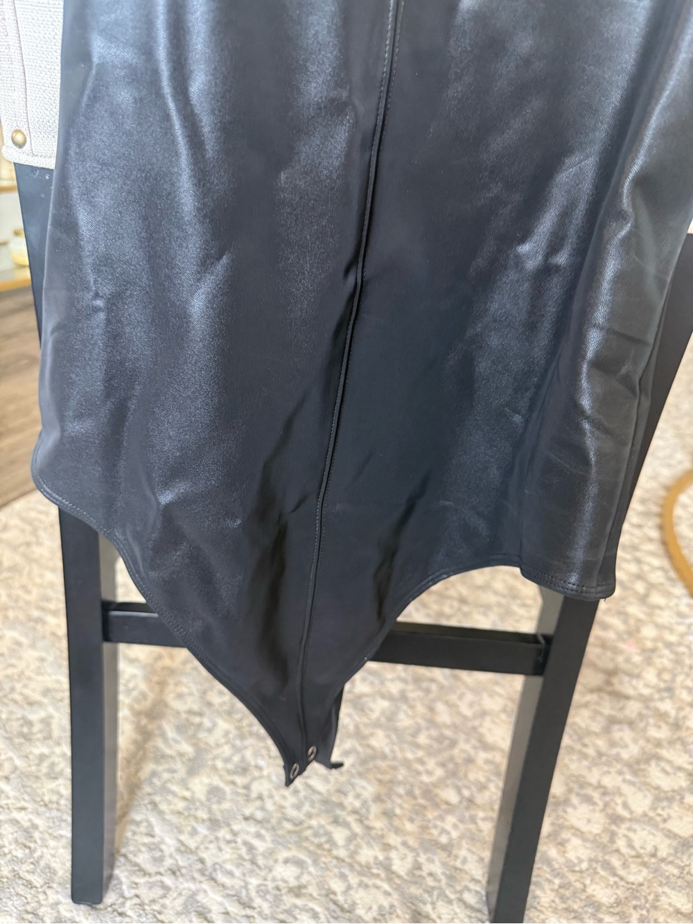 Good American Black Faux Leather Tank Bodysuit, Size 3 / Large - Picture 3 of 8